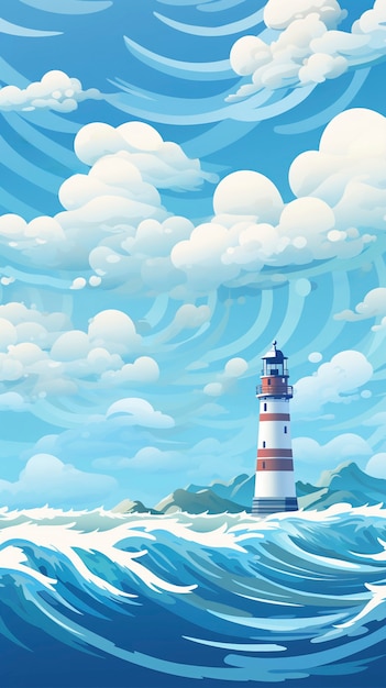 Free photo sea landscape with digital art style