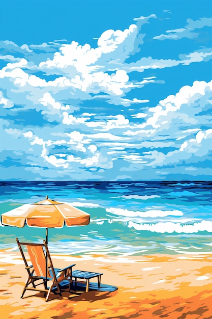 Sea landscape with digital art style