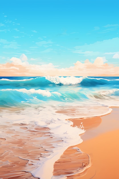 Free photo sea landscape with digital art style