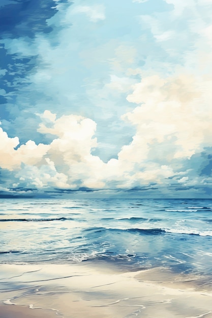 Sea landscape with digital art style