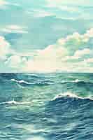 Бесплатное фото Морской пейзаж в стиле цифрового искусства