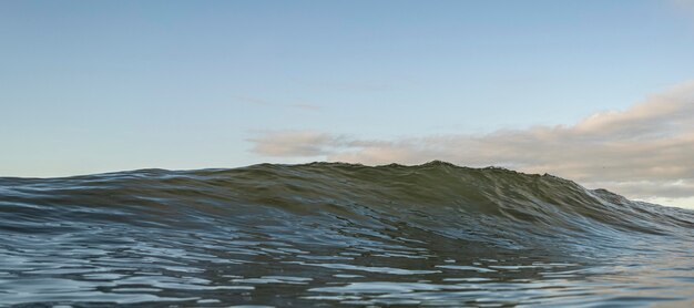 Sea landscape with wave and blue sky