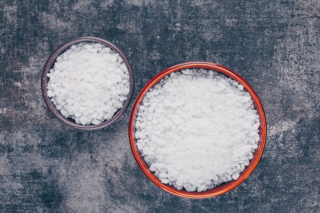 Sea salt in a big and small bowls