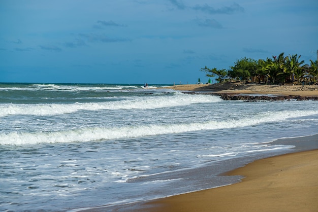 ナタールリオグランデドノルテ州​ブラジル​近く​の​プライアドサギバイアフォルモサ​の​波​と​砂丘​の​ある​海