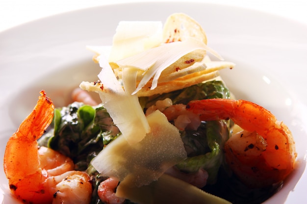 Seafood gourmet salad with shrimps