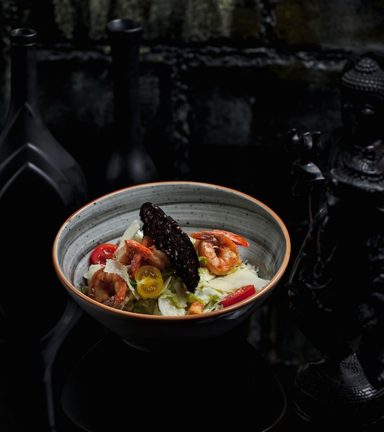 Seafood salad with crabsters and cherry tomatoes