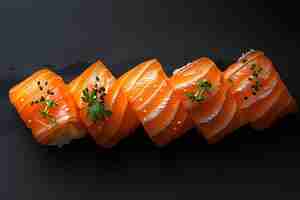 Free photo seafood sushi dish with details and simple black background