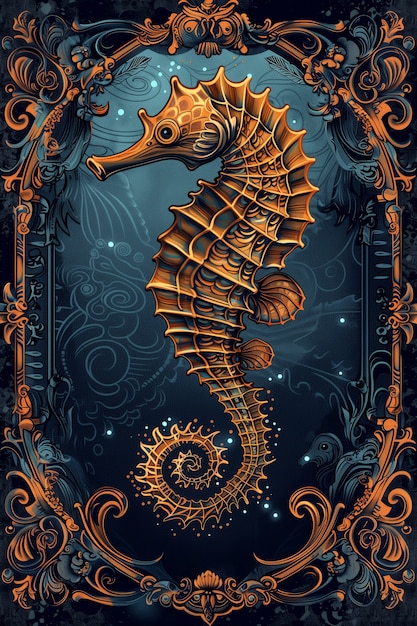 Free photo seahorse digital art illustration