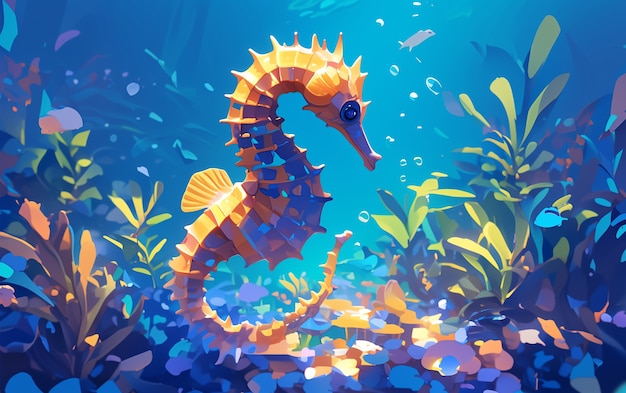 Free photo seahorse digital art illustration