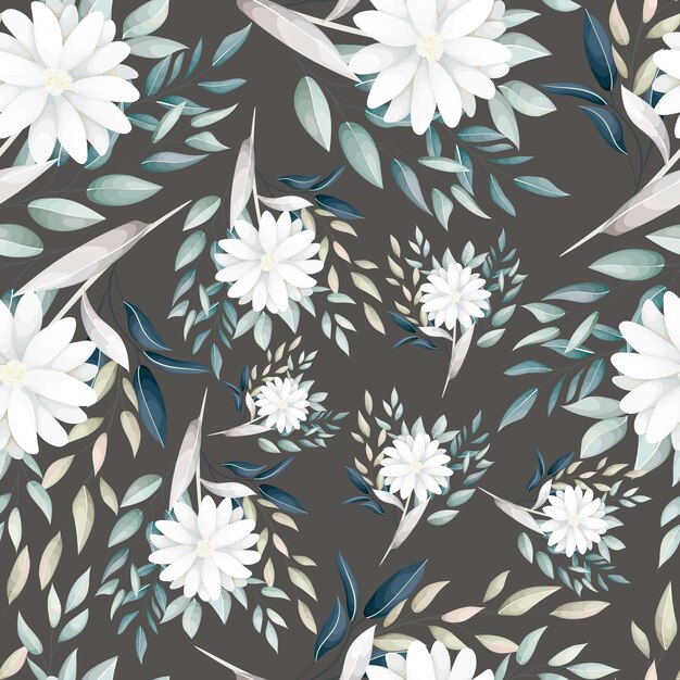 Seamless pattern hand drawn flowers field