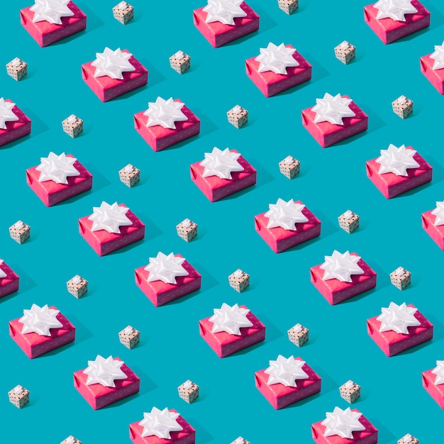 무료 사진 분홍색 선물 상자의 완벽 한 패턴