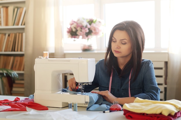 Free photo seamstress working at home