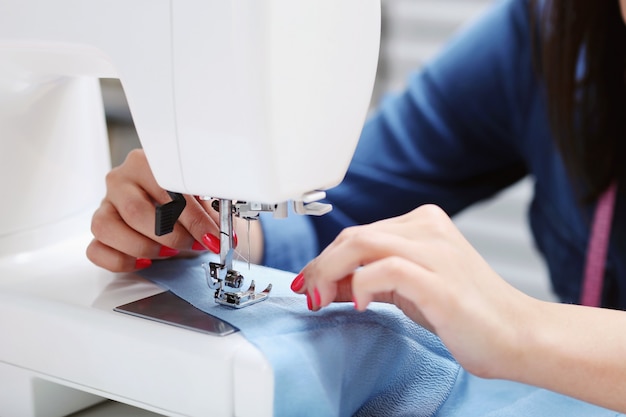 Seamstress working at home