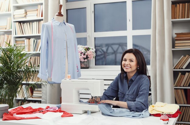 Seamstress working in studio