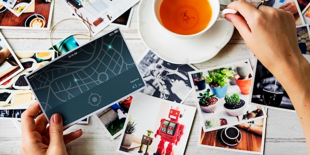 Free photo search navigation map route concept