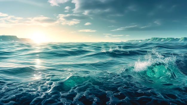 Волны текстуры морского пейзажа на воде, генерирующий ИИ