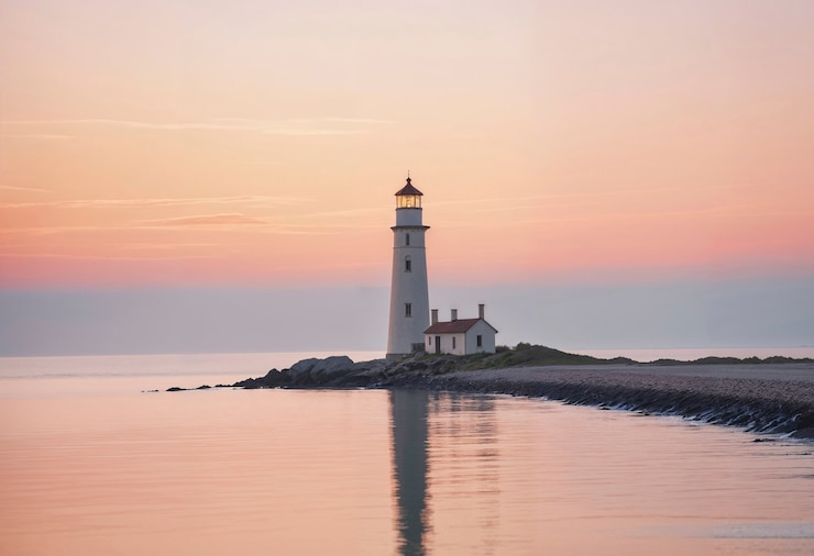Free Photo seascape with lighthouse