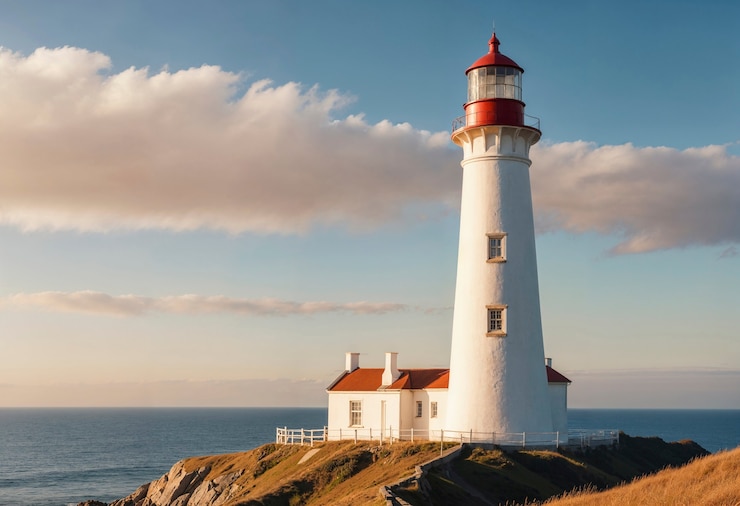 Free Photo seascape with lighthouse