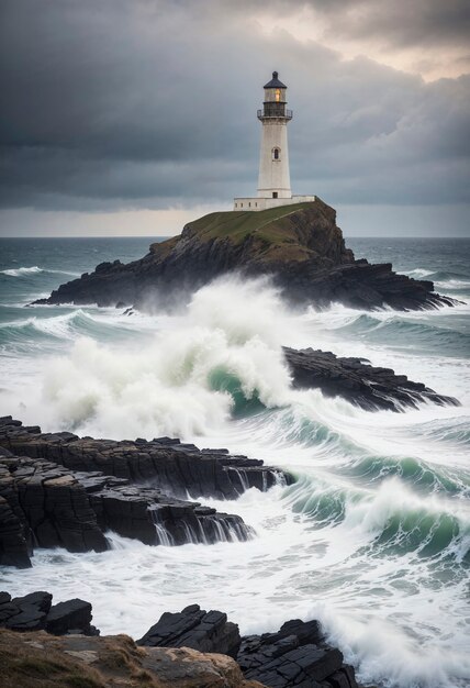 Free photo seascape with lighthouse