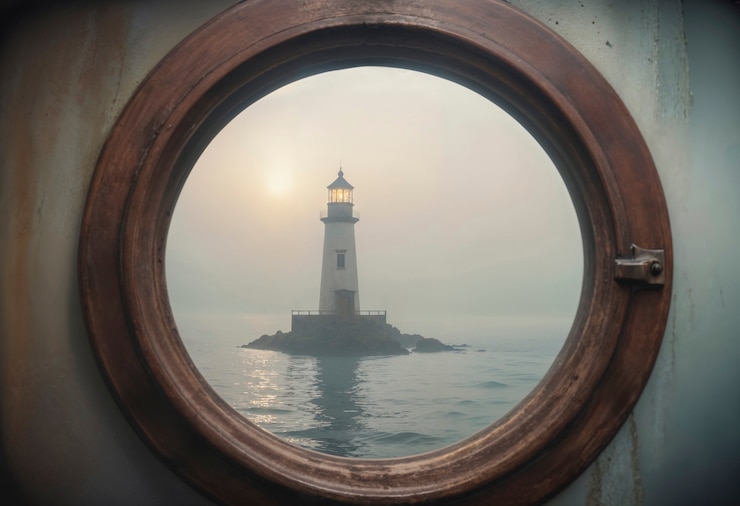Free Photo seascape with lighthouse