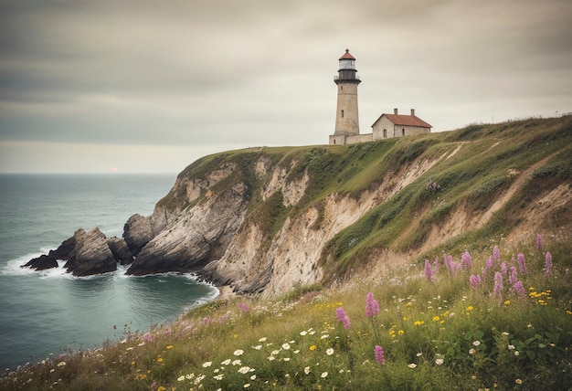 Foto gratuita paesaggio marino con faro