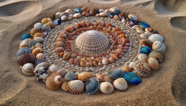 Foto gratuita la collezione seashell mette in mostra la bellezza nella variazione della natura generata dall'intelligenza artificiale