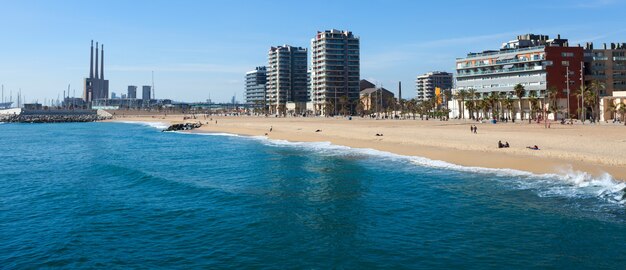 Seaside of Badalona from  sea