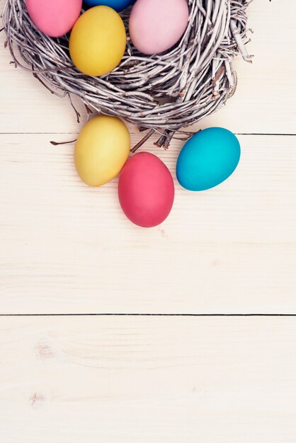 Seasonal decorations on natural wooden table