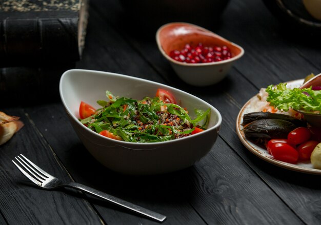 Seasonal herbs salad with mixed vegetables