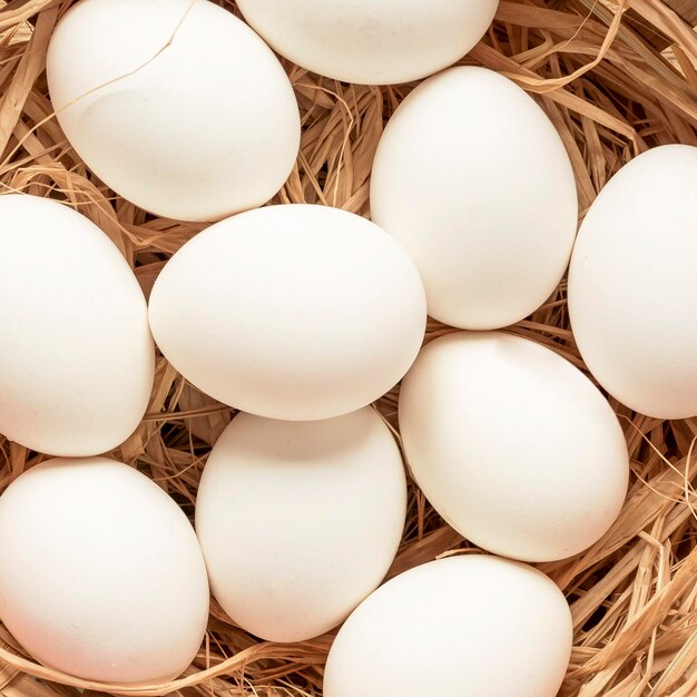 Seasonal white easter eggs close-up