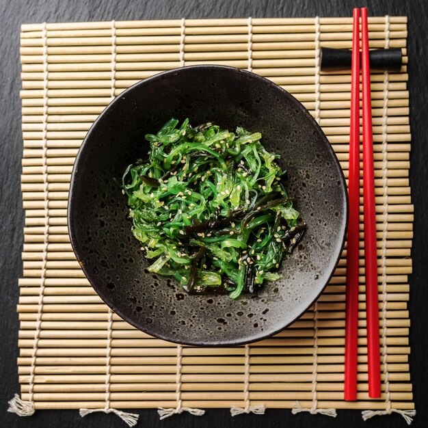 Seaweed salad served and ready to eat