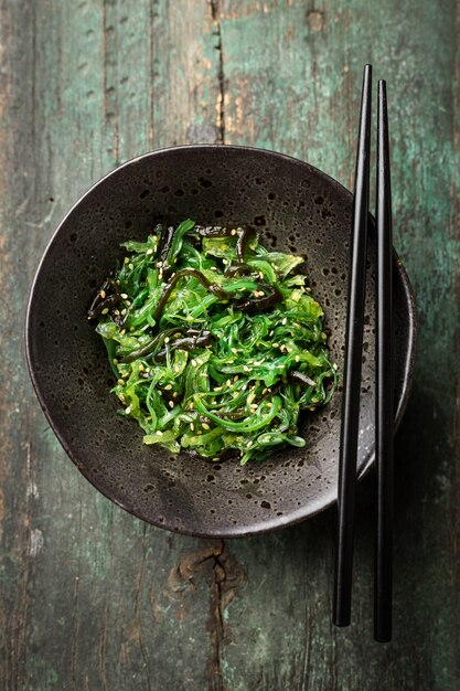 Seaweed salad served and ready to eat
