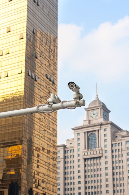 Security camera watching over the city