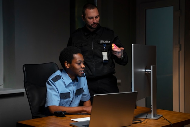 Foto gratuita guardie di sicurezza nell'area di lavoro