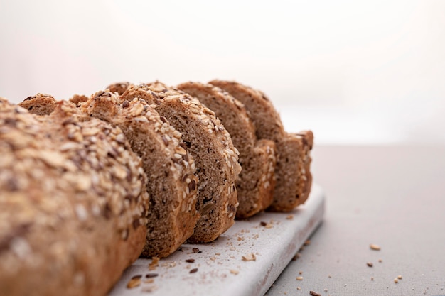 Seeds bread on cutting board