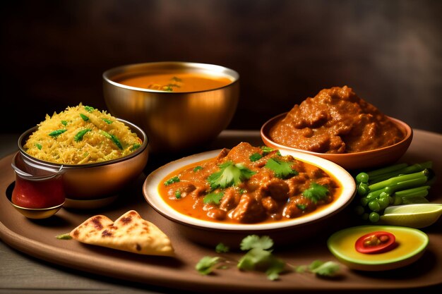 A selection of food on a tray