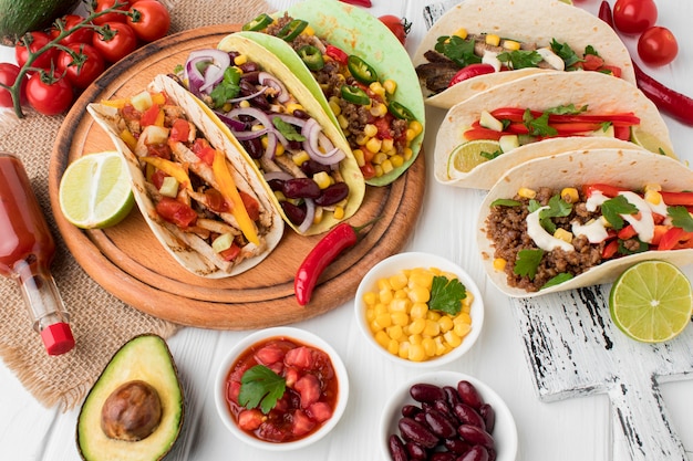 Selection of fresh mexican food ready to be served