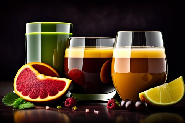 A selection of juices on a table