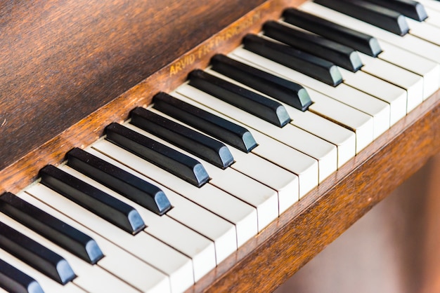 Selective focus point on Vintage piano keys
