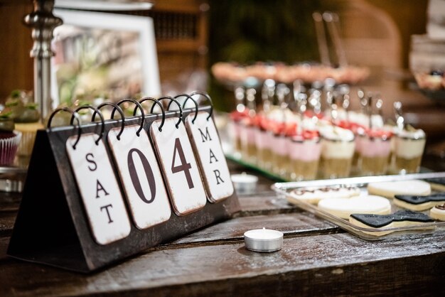 Selective focus shot of a calendar showing wedding day