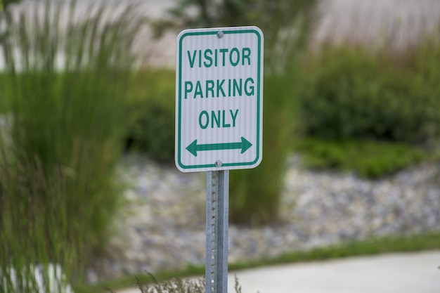 Selective focus shot of a parking sign