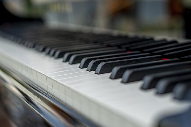 Selective focus shot of a piano