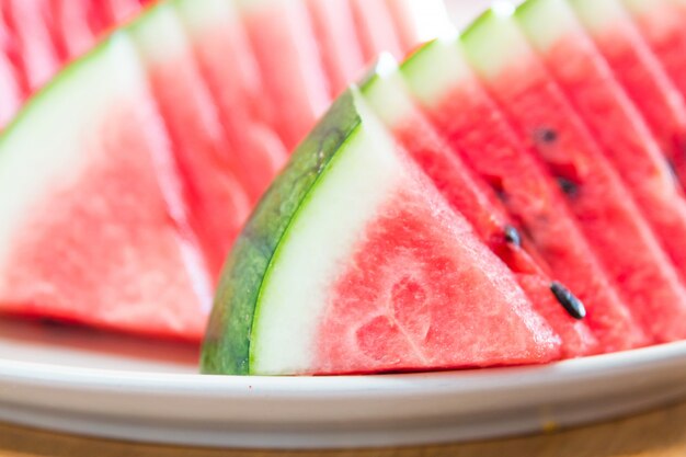 Selective focus watermelon slice