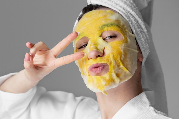 Selfcare concept woman with facemask