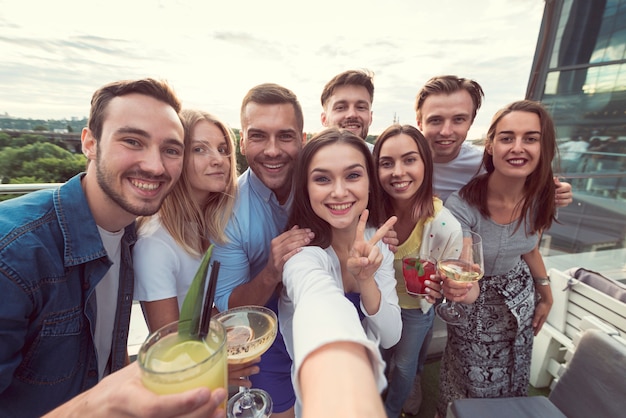 Selfie of friends at a party