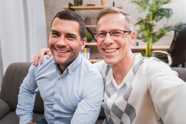 Free photo selfie photo with father and son