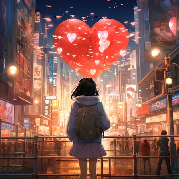 Foto gratuita selflove in stile anime illustrato