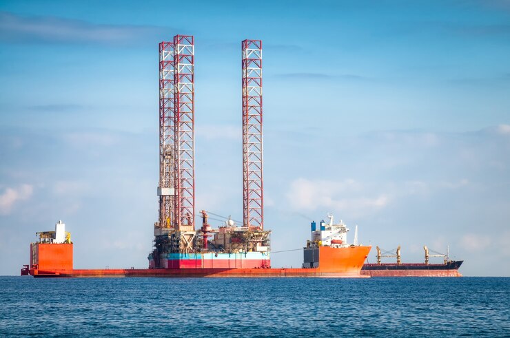 Free Photo semi-submersible oil rig vessel