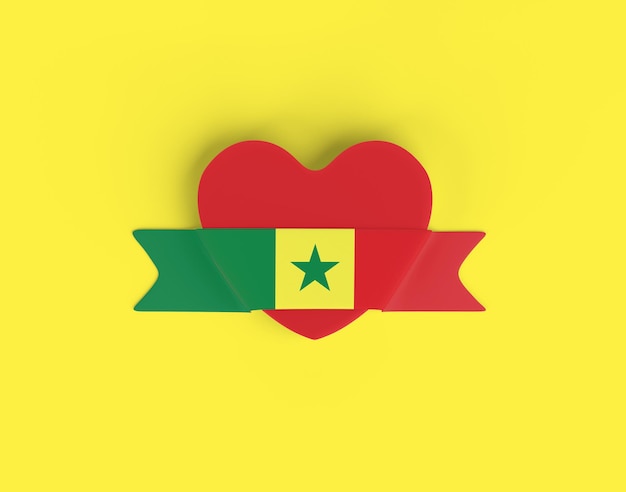 Senegal Flag Heart Banner