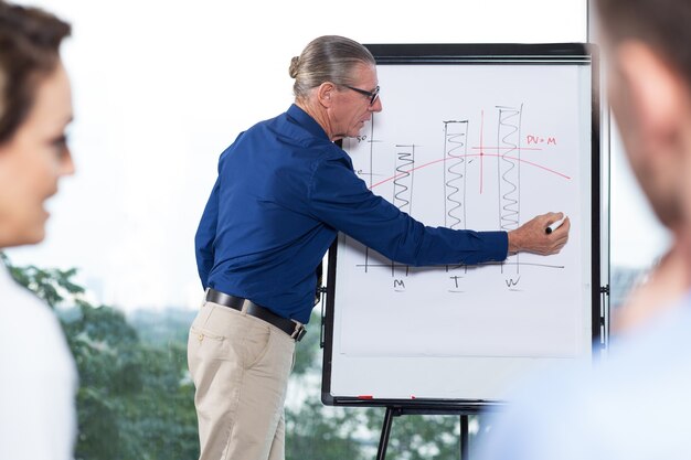 Senior Businessman Presenting Chart to Colleagues